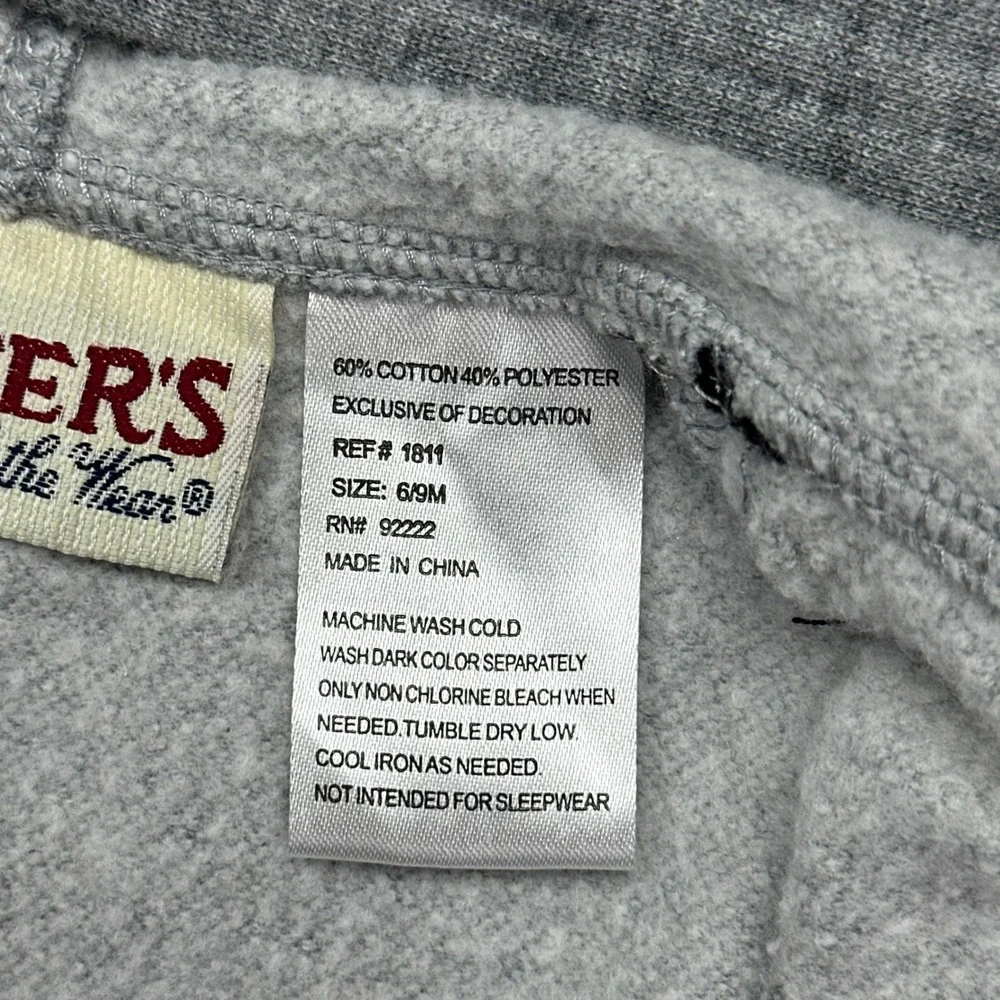 Carters Watch the Wear Gray Black Zip Up Hoodie Crest 6-9M 1811